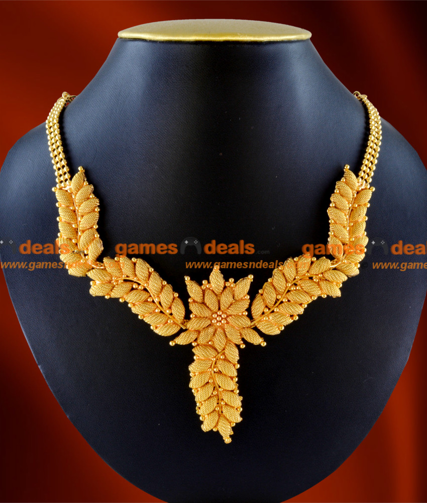 NCKN39 - Exculsive Hand Made Gold Plated Party Wear Roman Golden Leaf Necklace NCKN39 - Exculsive Hand Made Gold Plated Party Wear Roman Golden Leaf Necklace