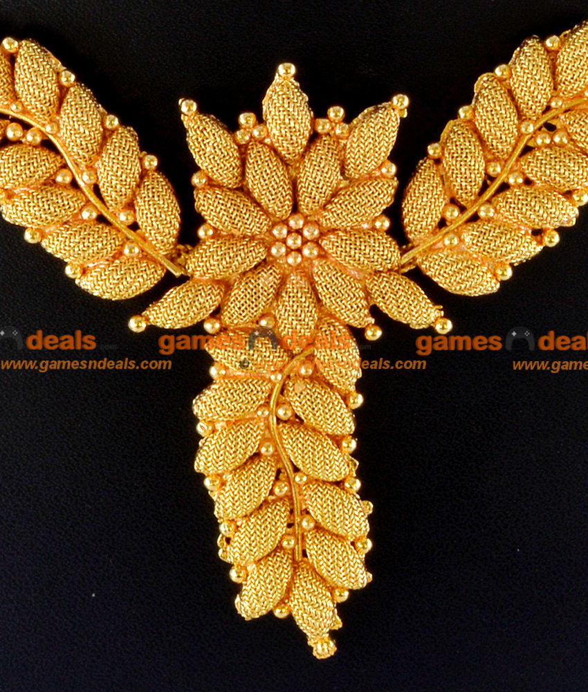 NCKN39 - Exculsive Hand Made Gold Plated Party Wear Roman Golden Leaf Necklace