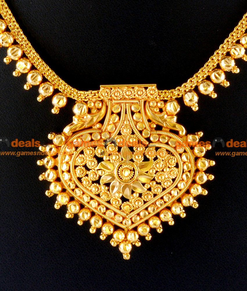 NCKN40 - Exculsive Party Wear 24ct Pure Gold Plated Kerala Beaded Necklace NCKN40 - Exculsive Party Wear 24ct Pure Gold Plated Kerala Beaded Necklace