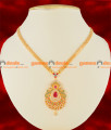 NCKN114 - Semi Precious CZ Ruby Stone Party Wear Big Dollar Design Necklace