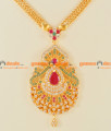 NCKN114 - Semi Precious CZ Ruby Stone Party Wear Big Dollar Design Necklace