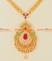 NCKN114 - Semi Precious CZ Ruby Stone Party Wear Big Dollar Design Necklace NCKN114 - Semi Precious CZ Ruby Stone Party Wear Big Dollar Design Necklace