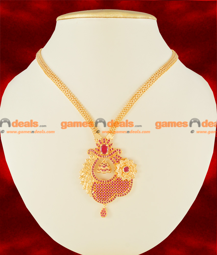 NCKN115 - Semi Precious Ruby Stone Party Wear Big Flower Dollar Design Necklace NCKN115 - Semi Precious Ruby Stone Party Wear Big Flower Dollar Design Necklace