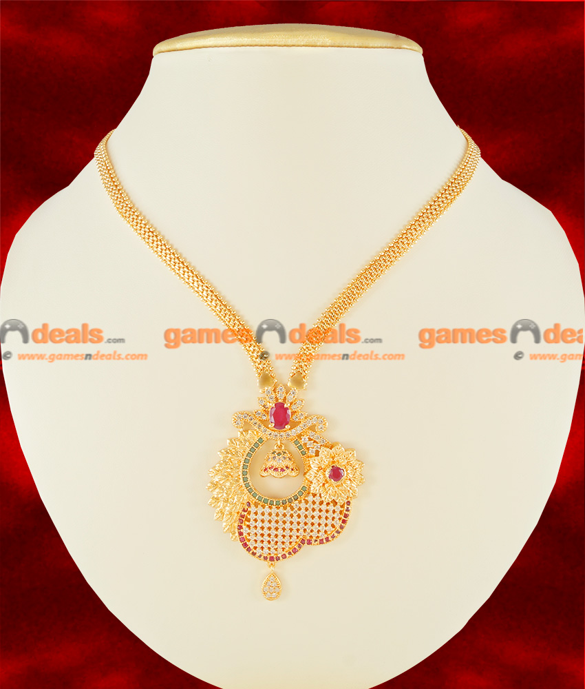 NCKN116 - Semi Precious Ruby Emerald Stone Big Flower Dollar Design Necklace NCKN116 - Semi Precious Ruby Emerald Stone Big Flower Dollar Design Necklace