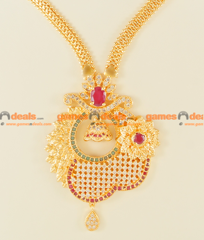 NCKN116 - Semi Precious Ruby Emerald Stone Big Flower Dollar Design Necklace NCKN116 - Semi Precious Ruby Emerald Stone Big Flower Dollar Design Necklace
