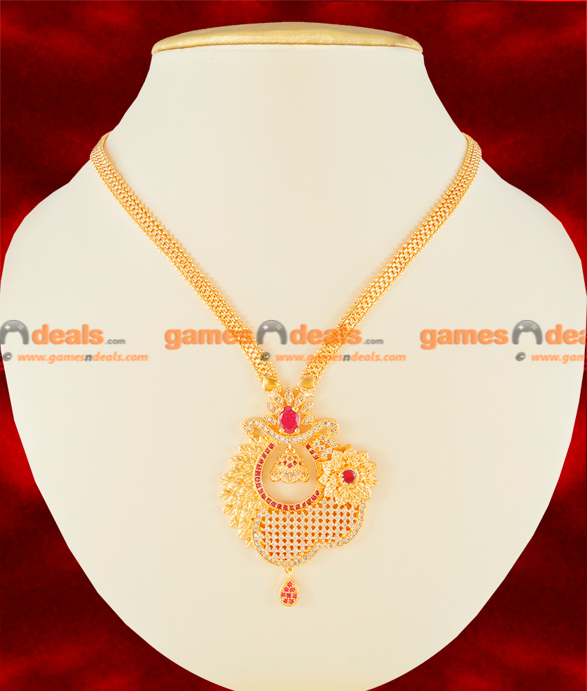 NCKN118 - Semi Precious White Zircon Ruby Stone Combination Big Flower Necklace NCKN118 - Semi Precious White Zircon Ruby Stone Combination Big Flower Necklace