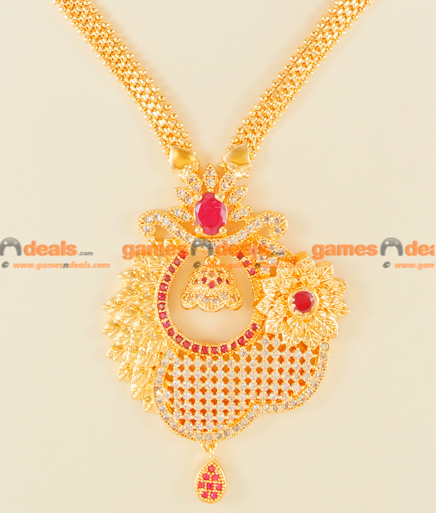 NCKN118 - Semi Precious White Zircon Ruby Stone Combination Big Flower Necklace NCKN118 - Semi Precious White Zircon Ruby Stone Combination Big Flower Necklace