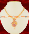 NCKN120 - Gold Plated Zircon Ruby Stone Party Wear Peacock Design Necklace