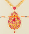 NCKN121 - Semi Precious CZ Ruby Stone Party Wear Big Dollar Design Necklace