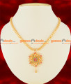 NCKN123 - Semi Precious CZ Ruby Stone Heartin Chain Flower Dollar Necklace