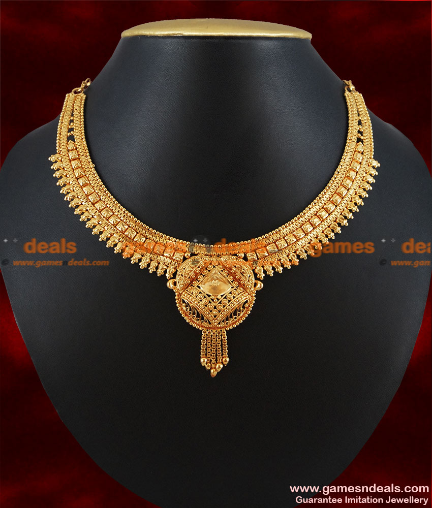 NCKN134 - Gold Plated Guarantee Necklace Traditional Culcutta Choker Design