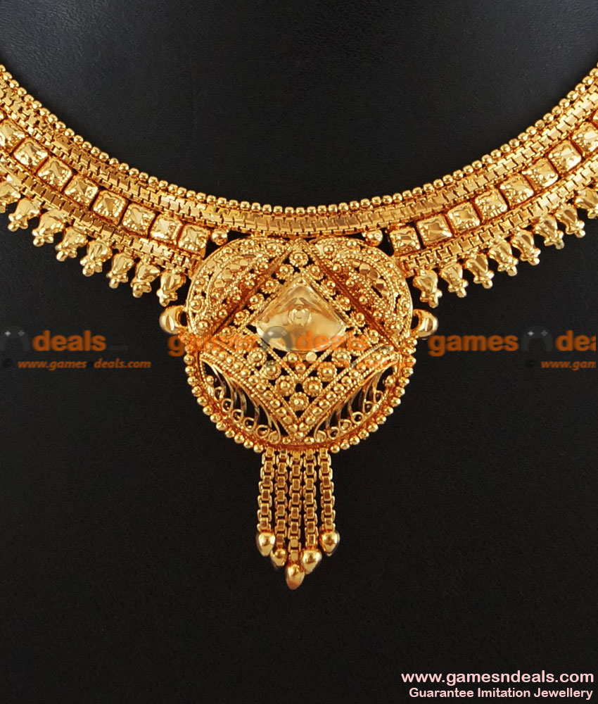 NCKN134 - Gold Plated Guarantee Necklace Traditional Culcutta Choker Design