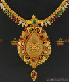 NCKN172 - Gold Plated Jewellery Kerala Type Party Wear Stone Necklace