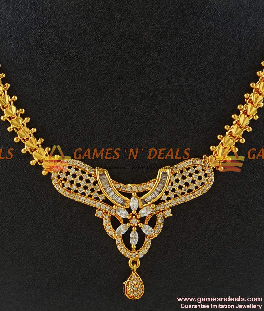 NCKN176 - Unique Gold Plated Imitation Semi Precious White Stone Necklace NCKN176 - Unique Gold Plated Imitation Semi Precious White Stone Necklace