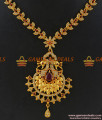 NCKN183 - Gold Plated Full Zircon Ruby White Stone Party Wear Peacock Necklace