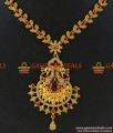 NCKN183 - Gold Plated Full Zircon Ruby White Stone Party Wear Peacock Necklace NCKN183 - Gold Plated Full Zircon Ruby White Stone Party Wear Peacock Necklace