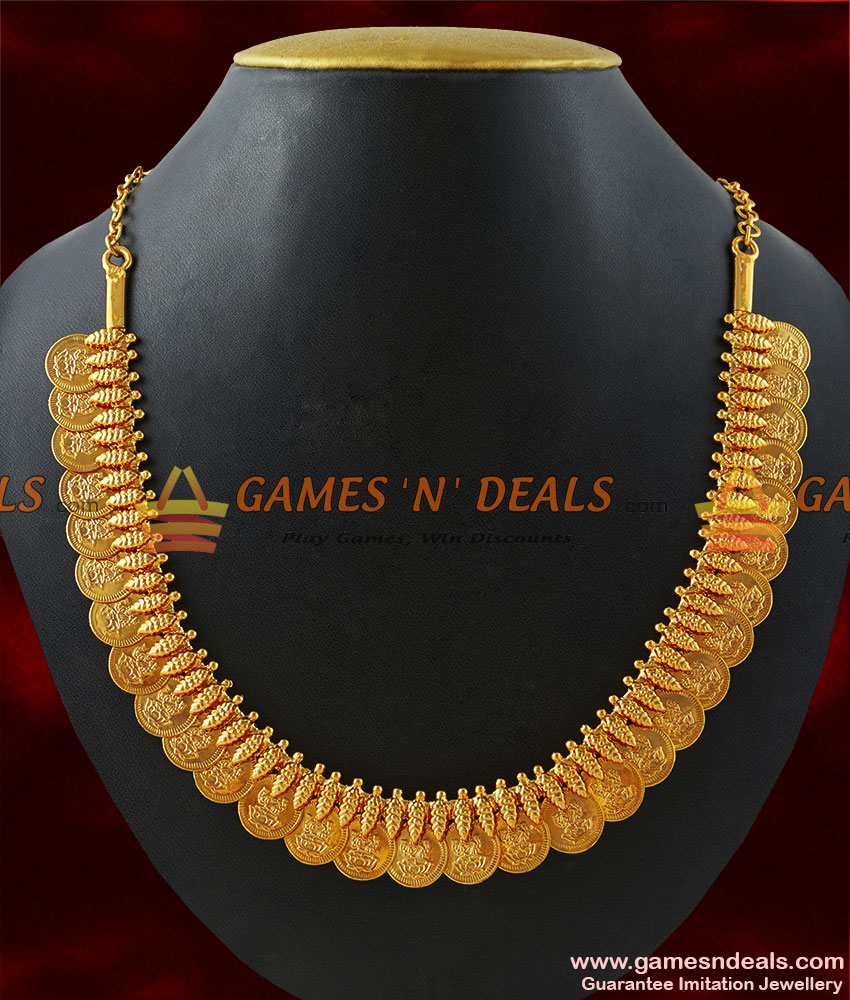 NCKN185 - Mulla Arumbu Lakshmi Coin Traditional Kasu Malai Choker Necklace