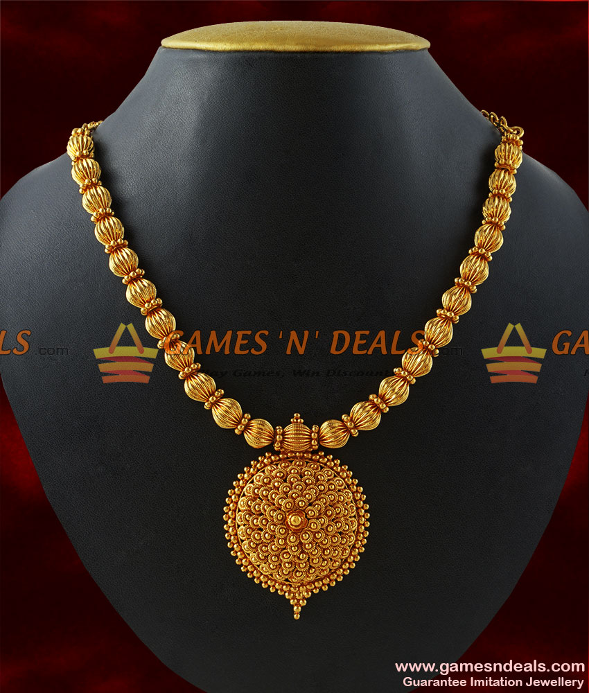 NCKN186 - Kerala Beaded Design Handmade Party Wear Imitation Necklace