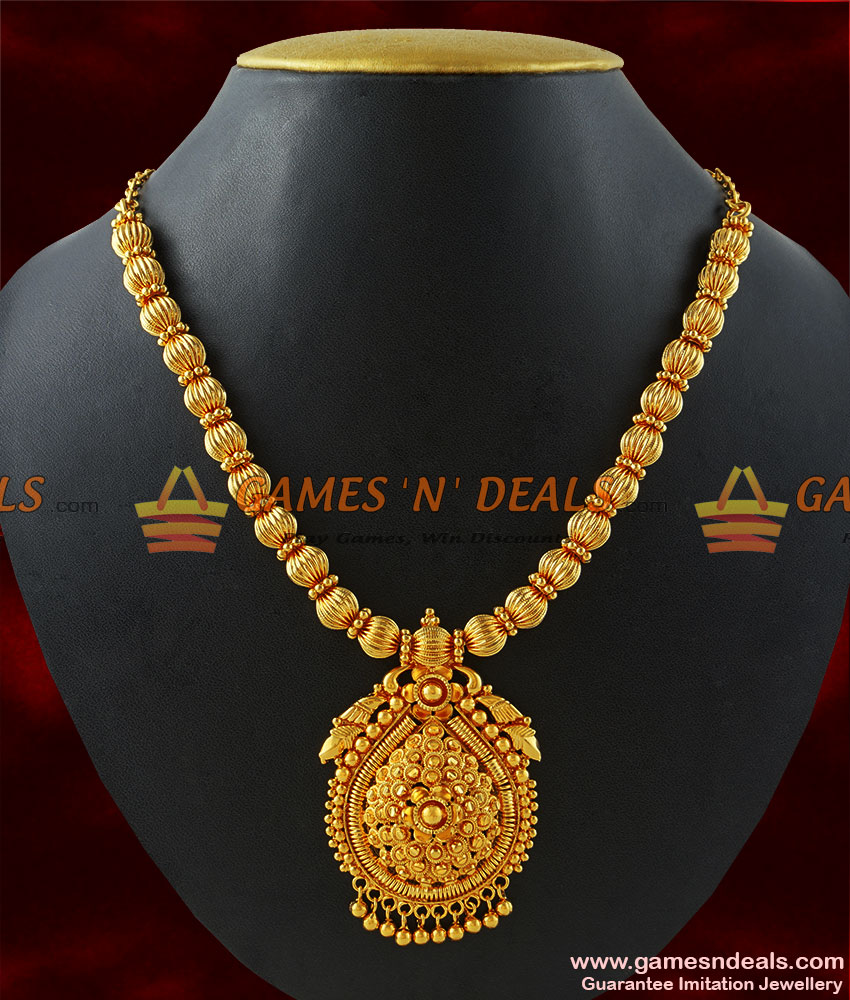 NCKN188 - Party Wear Kerala Beaded Design Handmade Imitation Necklace