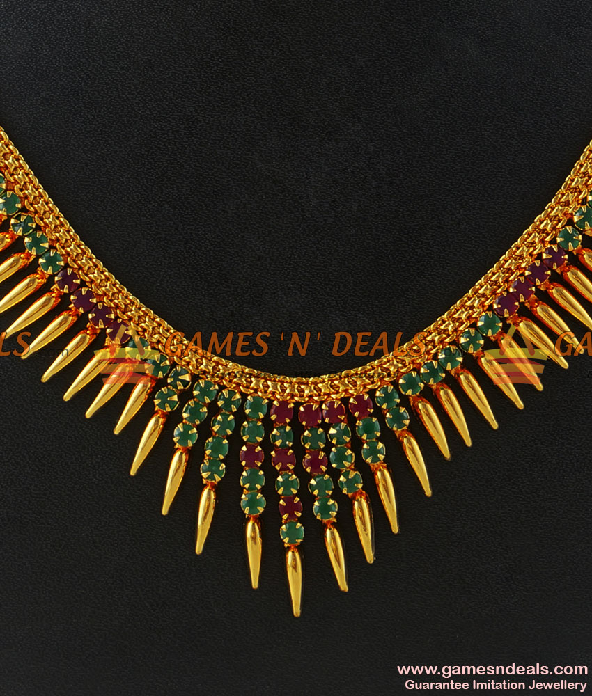 NCKN191 - Gold Plated Grand Mullaipoo Malai Choker AD Stone Necklace
