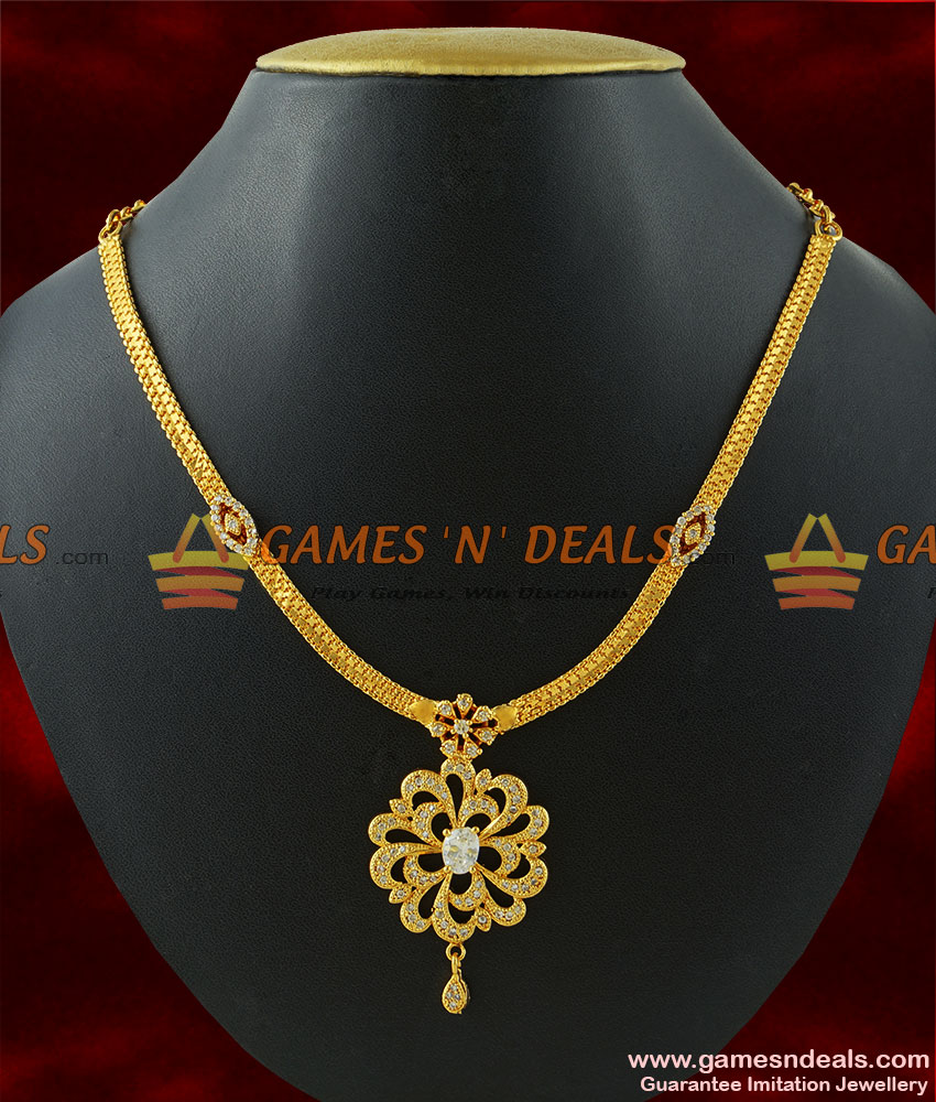 NCKN192 - Unique Gold Plated Imitation Semi Precious White Stone Necklace