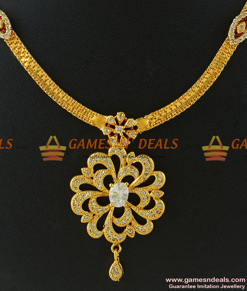 NCKN192 - Unique Gold Plated Imitation Semi Precious White Stone Necklace NCKN192 - Unique Gold Plated Imitation Semi Precious White Stone Necklace