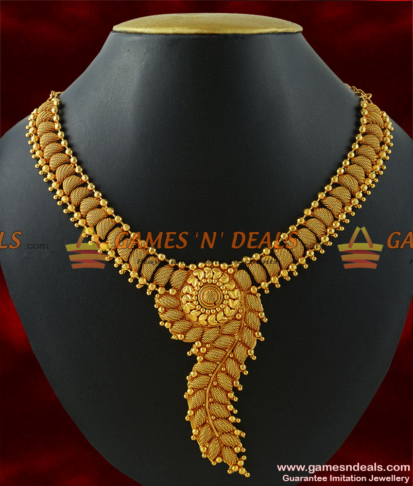 NCKN194 - Exculsive Hand Made Party Wear Roman Golden Olive Leaf Necklace NCKN194 - Exculsive Hand Made Party Wear Roman Golden Olive Leaf Necklace