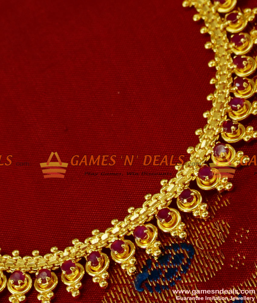 NCKN199 - Gold Plated AD Stone Attigai Traditional Beaded Choker Design Jewelry 