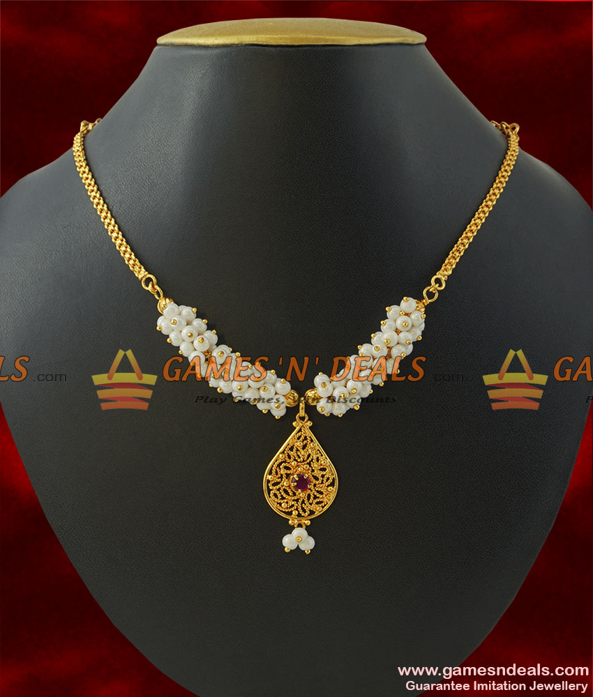 NCKN214 - Fancy Beaded Danglers Pearl Necklace Latest Imitation Jewellery Low Price NCKN214 - Fancy Beaded Danglers Pearl Necklace Latest Imitation Jewellery Low Price