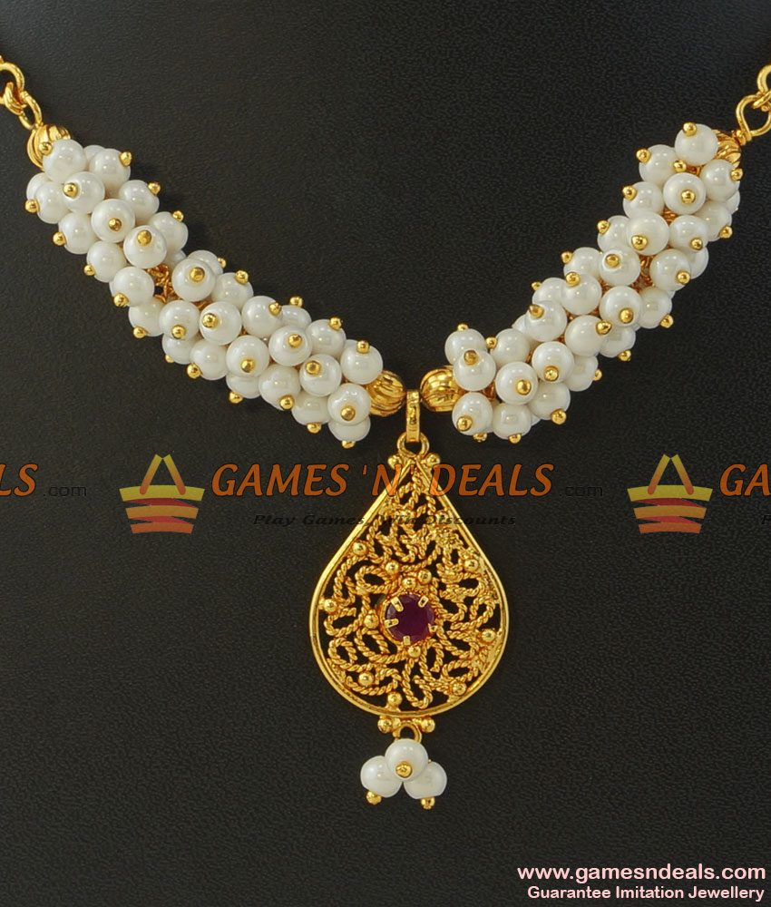 NCKN214 - Fancy Beaded Danglers Pearl Necklace Latest Imitation Jewellery Low Price NCKN214 - Fancy Beaded Danglers Pearl Necklace Latest Imitation Jewellery Low Price