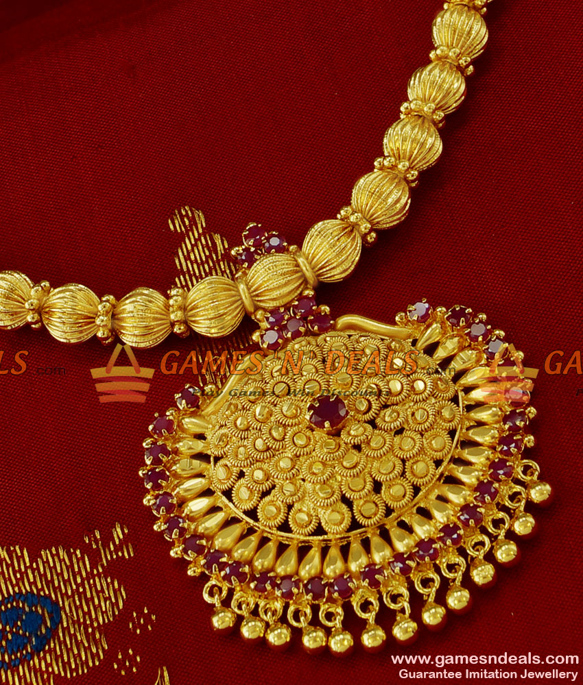 NCKN220 -  AD Stone Big Dollar Beaded Necklace HandMade Bridal Wear Jewellery