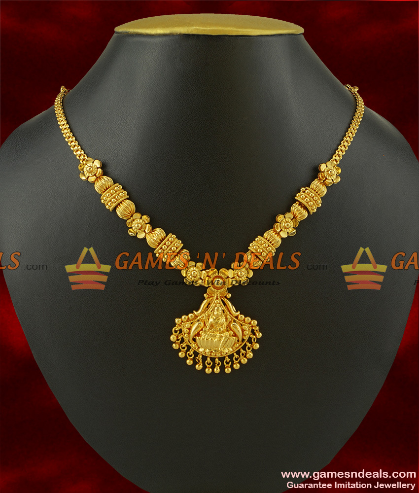 NCKN225 - Short Necklace Exclusive Hand made Temple Jewelry Lakshmi Design NCKN225 - Short Necklace Exclusive Hand made Temple Jewelry Lakshmi Design