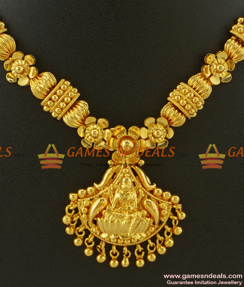 NCKN225 - Short Necklace Exclusive Hand made Temple Jewelry Lakshmi Design