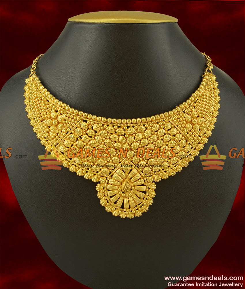 NCKN245 - Grand Bridal Wear Full Neck Choker Necklace Design Imitation Jewelry NCKN245 - Grand Bridal Wear Full Neck Choker Necklace Design Imitation Jewelry