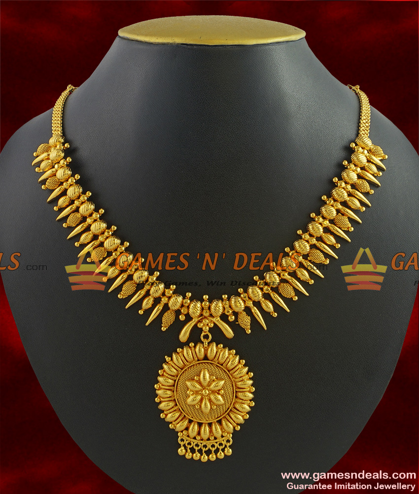 NCKN256 - Gold Plated Traditional Mullaipoo Necklace Kerala Design Dollar