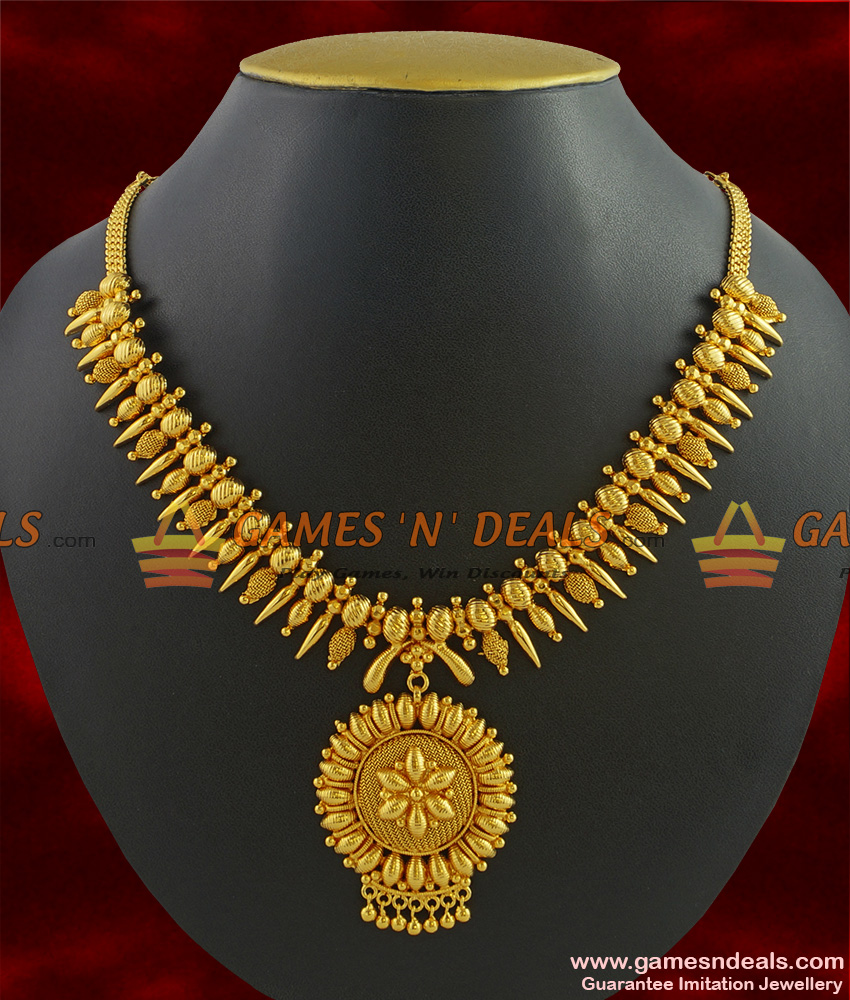 NCKN256 - Gold Plated Traditional Mullaipoo Necklace Kerala Design Dollar NCKN256 - Gold Plated Traditional Mullaipoo Necklace Kerala Design Dollar