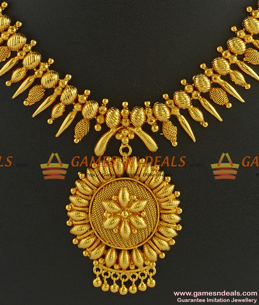 NCKN256 - Gold Plated Traditional Mullaipoo Necklace Kerala Design Dollar NCKN256 - Gold Plated Traditional Mullaipoo Necklace Kerala Design Dollar