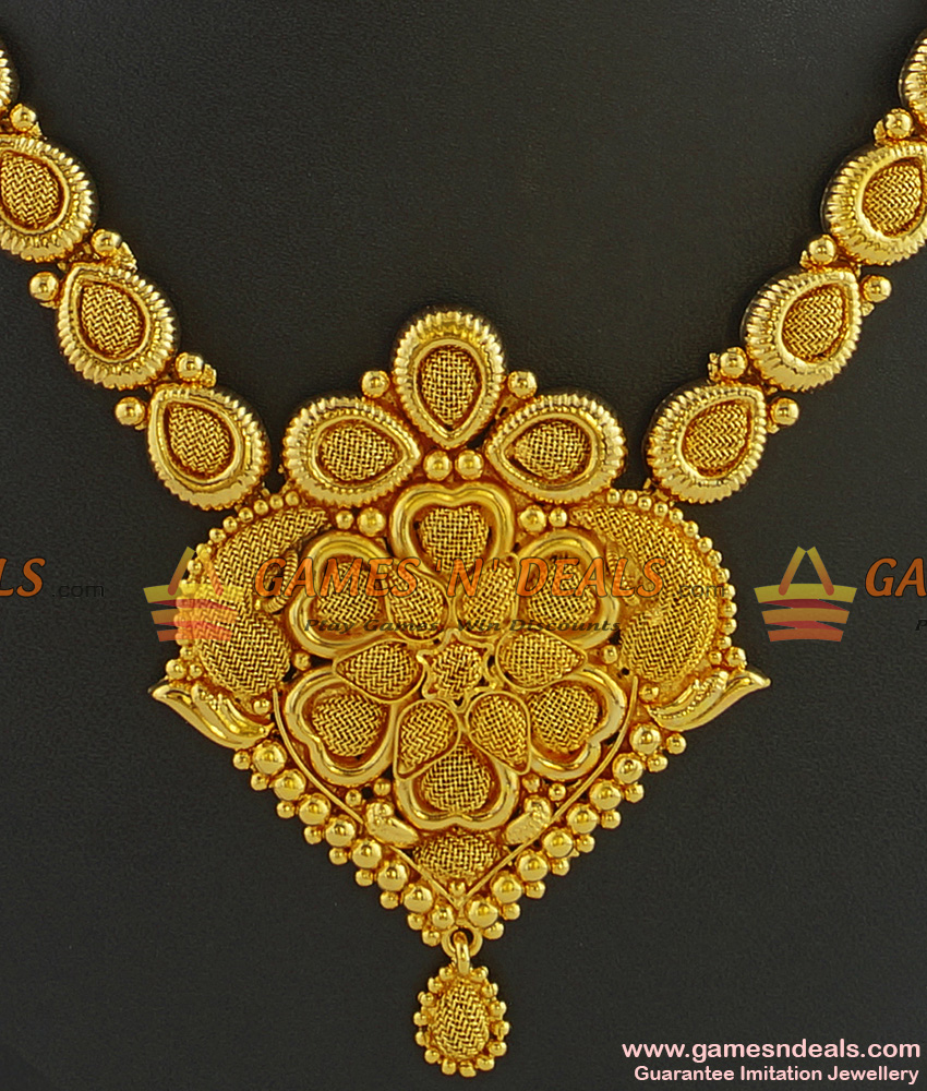 NCKN263 - Grand Unique Handmade Imitation Necklace Gold Plated Romanian Flower Design