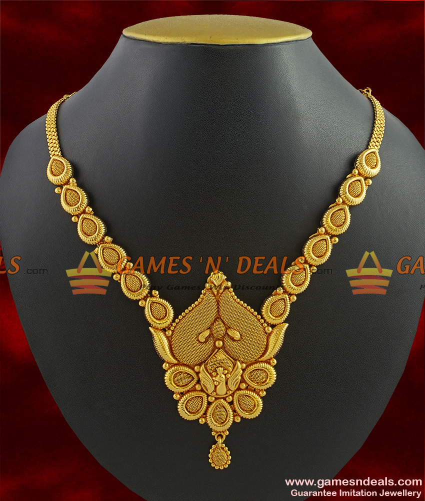 NCKN264 - Handmade Peacock Imitation Necklace Gold Plated Matt Finish Design NCKN264 - Handmade Peacock Imitation Necklace Gold Plated Matt Finish Design