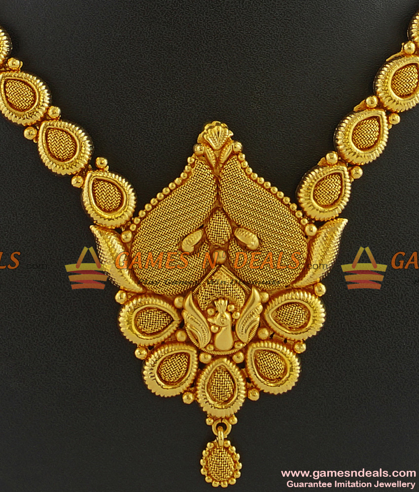 NCKN264 - Handmade Peacock Imitation Necklace Gold Plated Matt Finish Design NCKN264 - Handmade Peacock Imitation Necklace Gold Plated Matt Finish Design