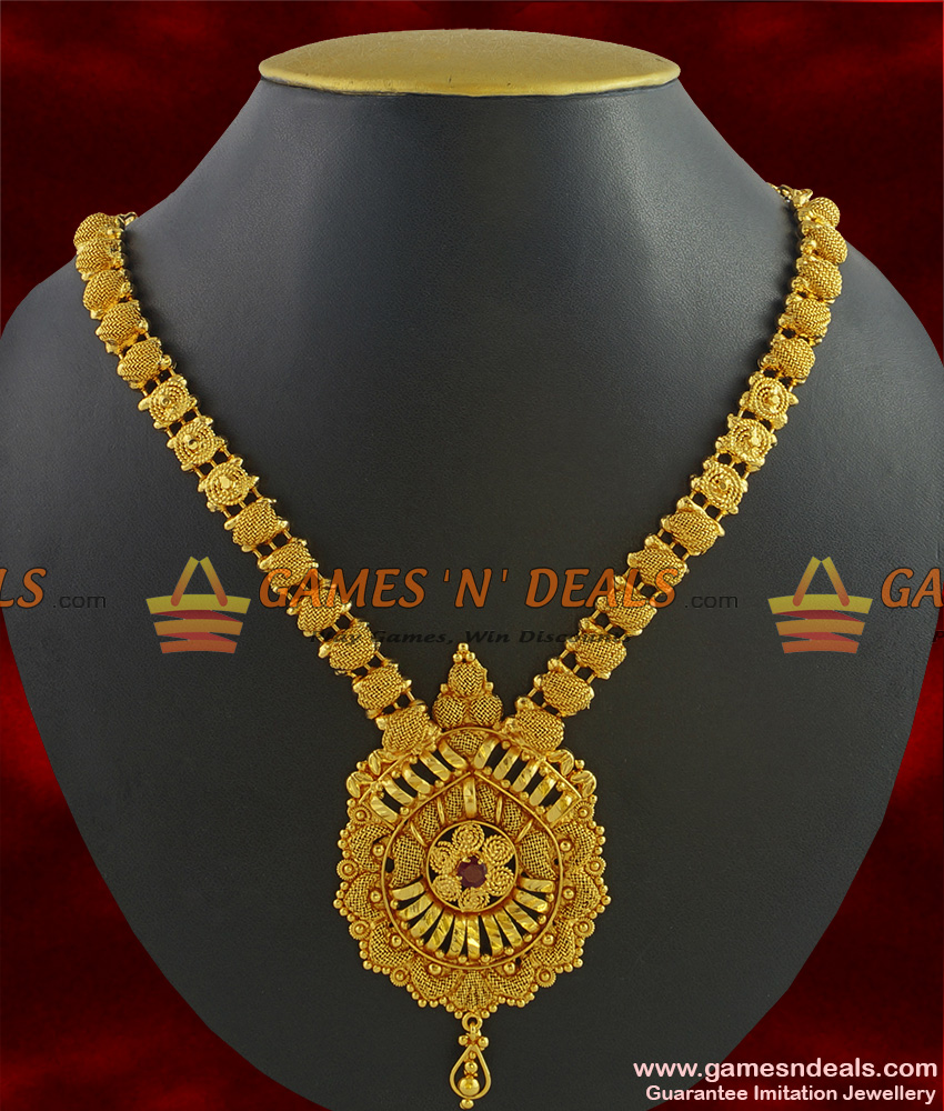 NCKN268 - Guarantee Imitation Grand Kerala Net Necklace Ruby Stone Dollar Online