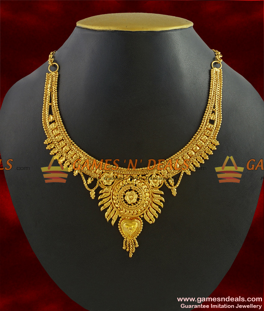 NCKN277 - Gold Plated Guarantee Necklace Traditional Calcutta Choker Design