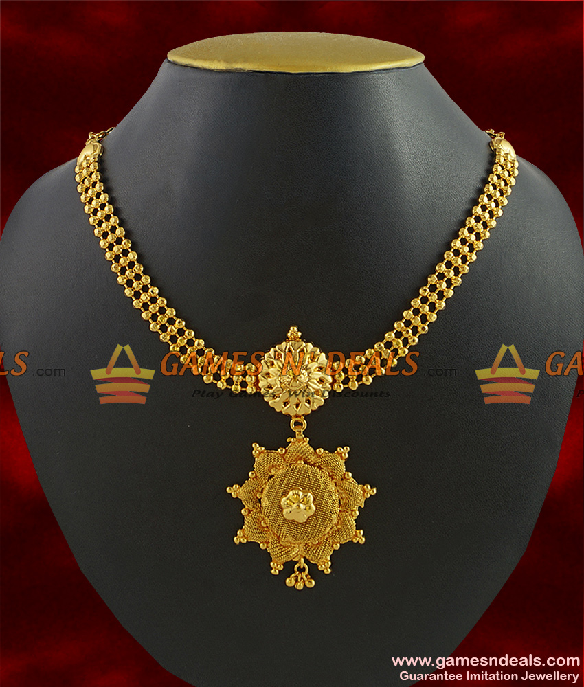 NCKN281 - Golden Beads Party Wear Dollar Necklace Guarantee Gold Plated Kerala Jewelry NCKN281 - Golden Beads Party Wear Dollar Necklace Guarantee Gold Plated Kerala Jewelry
