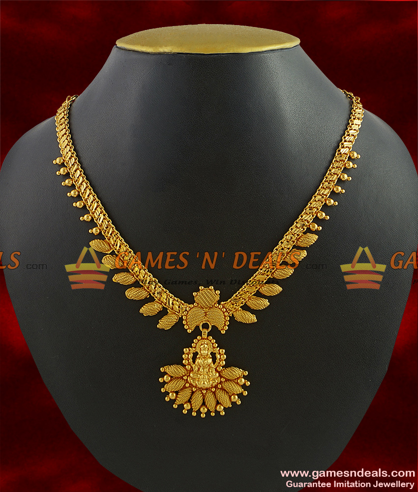 NCKN282 - Handmade Necklace Exclusive Crafted Temple Jewelry Lakshmi Design