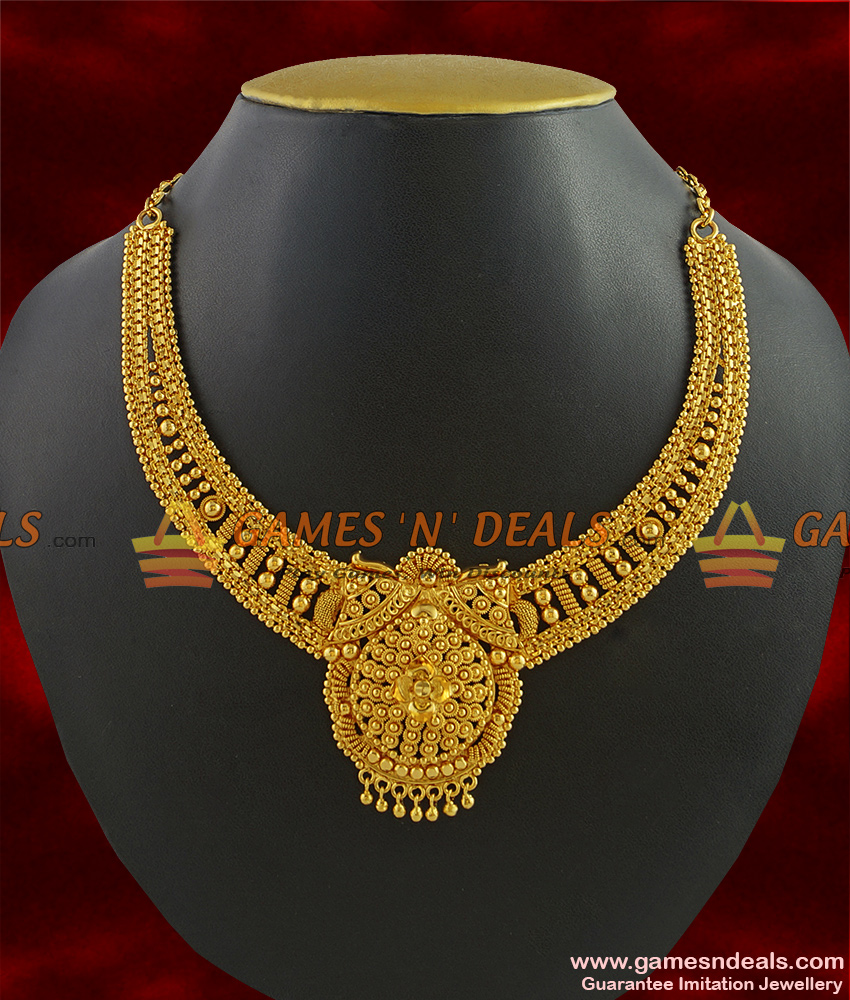 NCKN294 - Traditional Kolkata Choker Type Gold Plated Imitation Necklace NCKN294 - Traditional Kolkata Choker Type Gold Plated Imitation Necklace