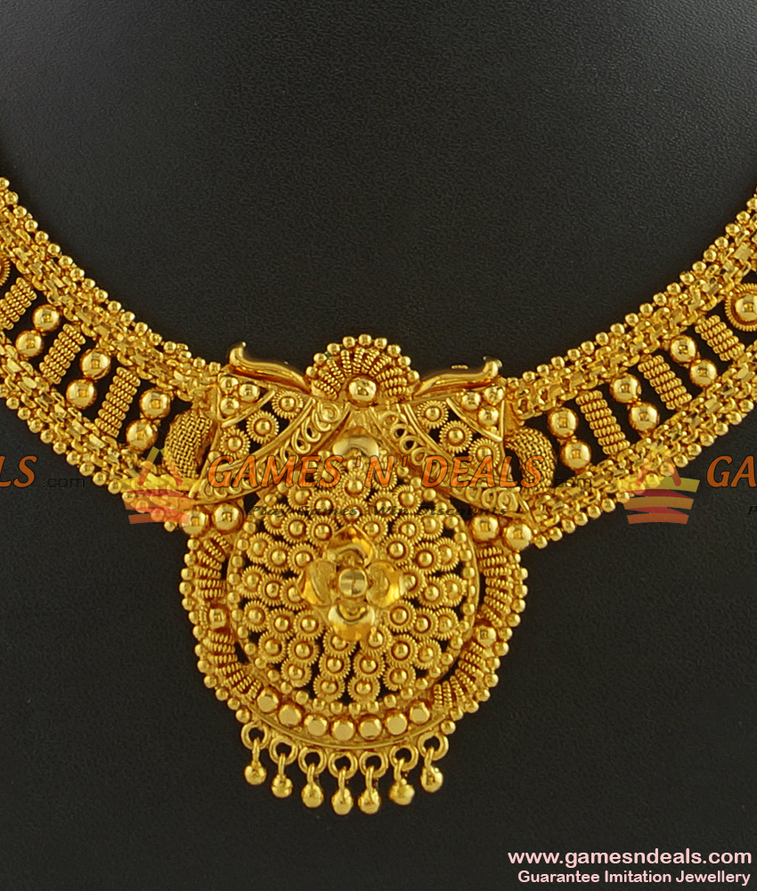 NCKN294 - Traditional Kolkata Choker Type Gold Plated Imitation Necklace