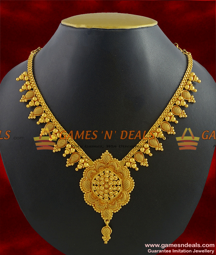 NCKN302 - Grand Kerala Plain Necklace Handmade Unique Work Jewelry Online