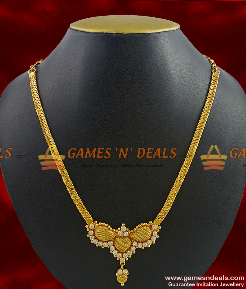 NCKN305 - South Indian Party Wear Semi-Precious White AD Stone Necklace