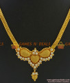 NCKN305 - South Indian Party Wear Semi-Precious White AD Stone Necklace