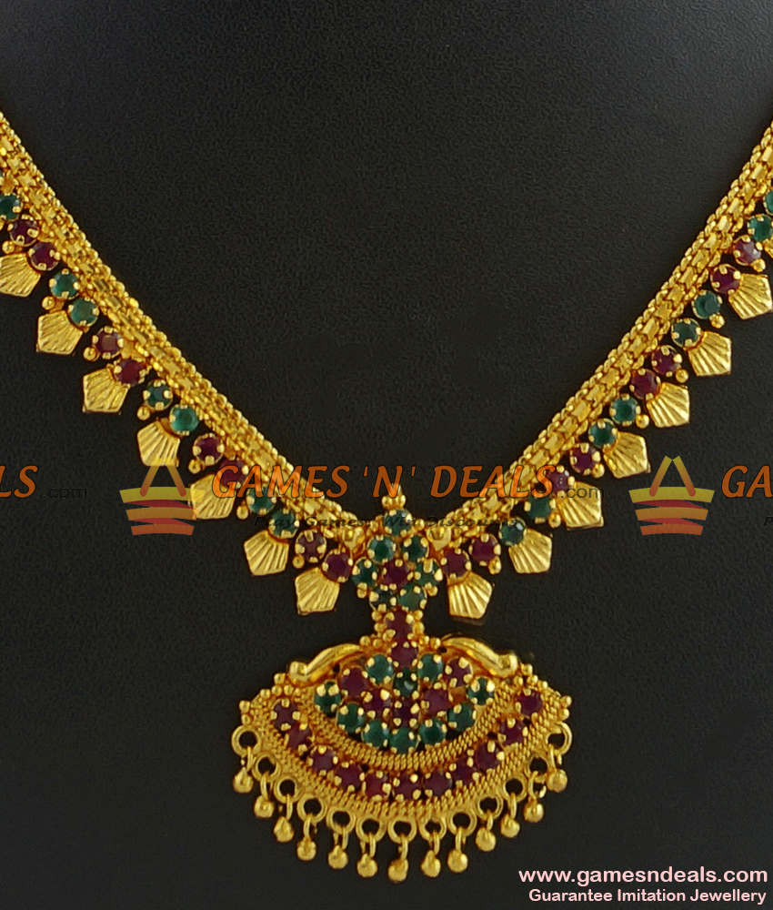 NCKN310 - Grand Bridal Multicolor AD Stone Guarantee Imitation Necklace